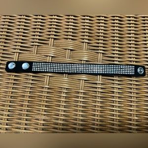 Swarovski black leather and crystal bracelet.